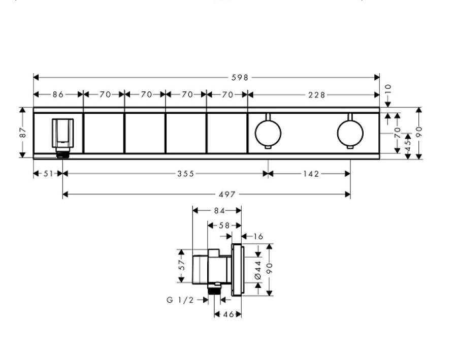 Термостат для душа Hansgrohe RainSelect, для 4-х потребителей, внешняя часть, цвет белый/хром - изображение 7