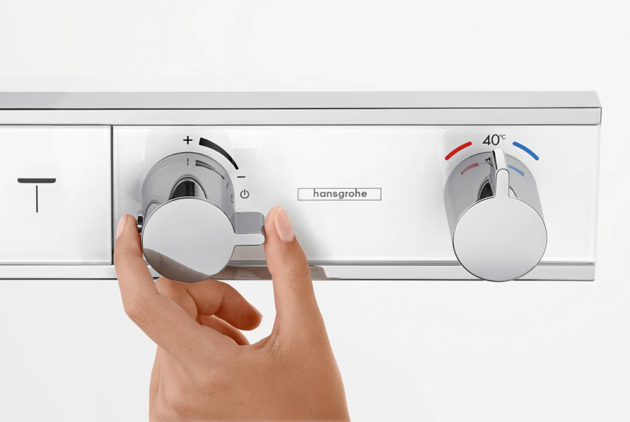 Термостат для душа Hansgrohe RainSelect, для 4-х потребителей, внешняя часть, цвет белый/хром - изображение 2