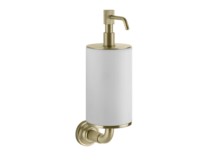 На изображении товар Дозатор Gessi Venti20, настенный, цвет White/Brushed Brass PVD от официального представителя в Москве