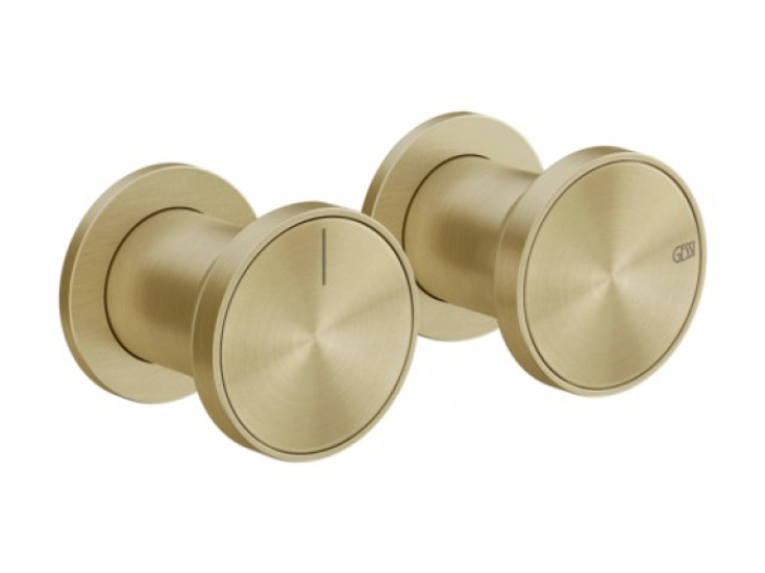 На изображении товар Смеситель Gessi Origini, настенный, на 2 выхода, с переключателем, внешние части, цвет Brushed Brass PVD от официального представителя в Москве