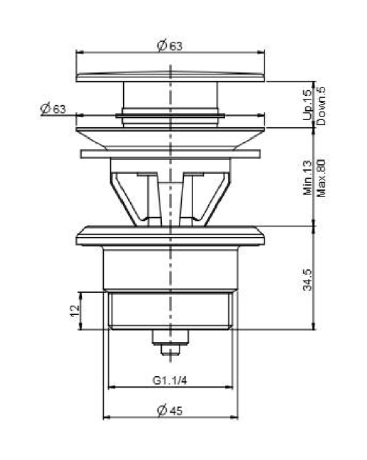 Донный клапан Carlo Frattini, Click-Clack, 1/4, универсальная модель, цвет хром - изображение 1