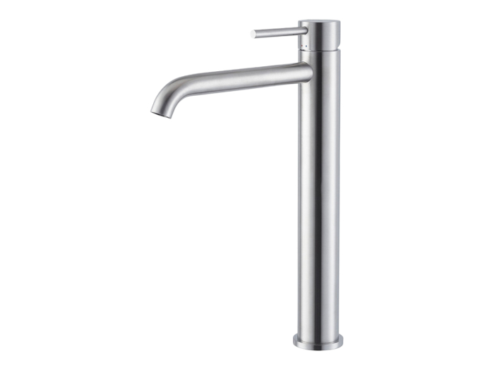 На изображении товар Смеситель для раковины Newform X-steel 316, H321 мм, однорычажный, на 1 отверстие, без донного клапана, шланги с внутренней резьбой, цвет Stainless steel от официального представителя в Москве