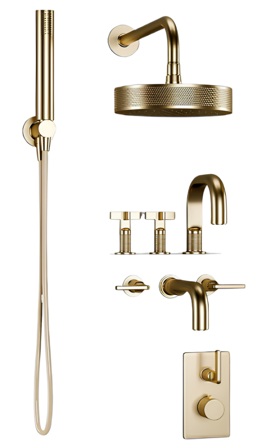 Шланговое подсоединение Gessi Inciso ⌀65 мм, с держателем для душевой лейки, цвет Brushed Brass PVD - изображение 3