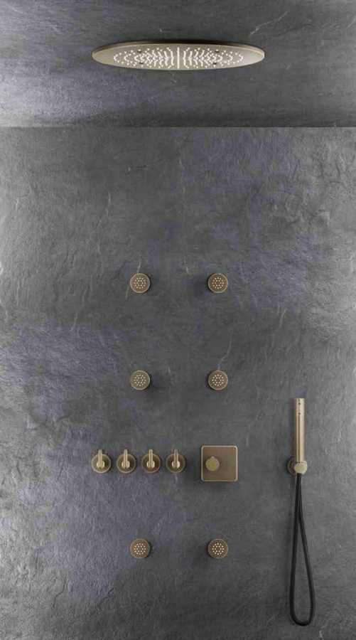 Шланговое подсоединение Gessi Inciso ⌀65 мм, с держателем для душевой лейки, цвет Brushed Brass PVD - изображение 1