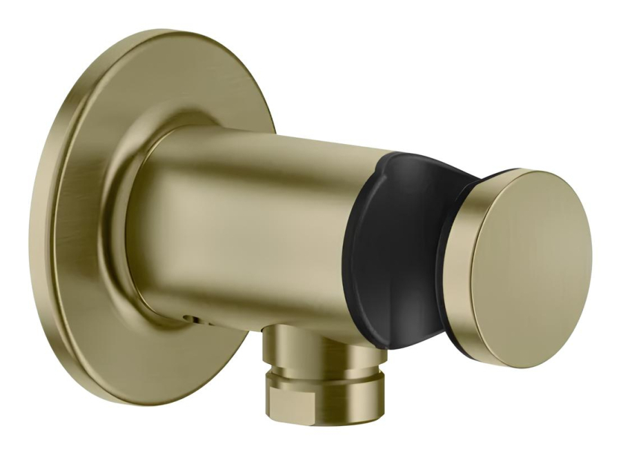 Шланговое подсоединение Gessi Inciso ⌀65 мм, с держателем для душевой лейки, цвет Brushed Brass PVD