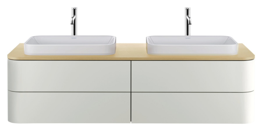 Раковина Duravit Happy D.2 Plus, полувстраиваемая, 600х400 мм, без перелива, выпуск с керамической крышкой, шлифованная, цвет белый глянцевый с WonderGliss - изображение 3
