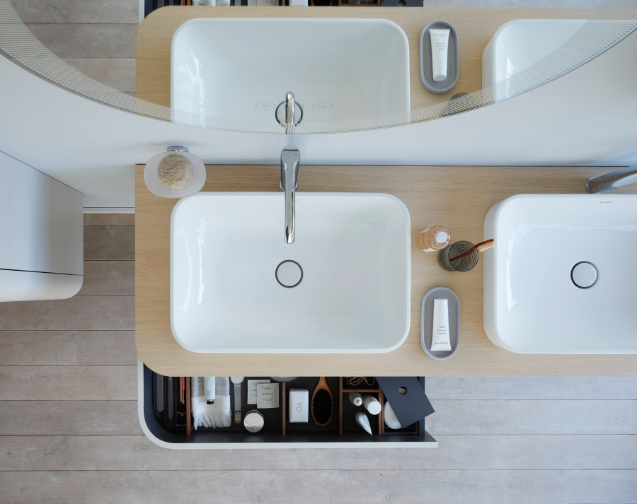 Раковина Duravit Happy D.2 Plus, полувстраиваемая, 600х400 мм, без перелива, выпуск с керамической крышкой, шлифованная, цвет белый глянцевый с WonderGliss - изображение 4