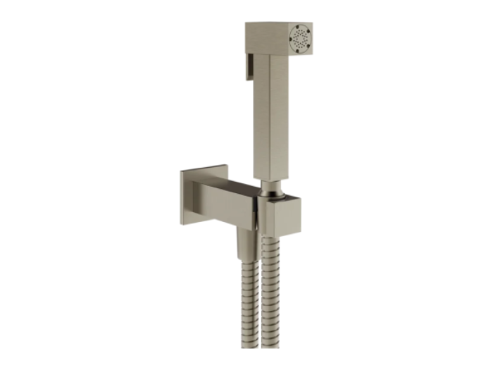 На изображении товар Гигиенический душ Gessi Rettangolo, c шланговым подсоединением, цвет Finox Brushed Nickel от официального представителя в Москве