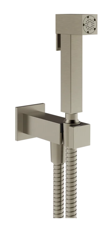 Гигиенический душ Gessi Rettangolo, c шланговым подсоединением, цвет Finox Brushed Nickel