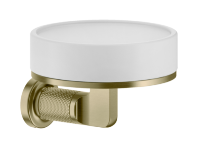 На изображении товар Мыльница Gessi Inciso ø115хh84 мм, настенная, цвет Brass Brushed PVD от официального представителя в Москве