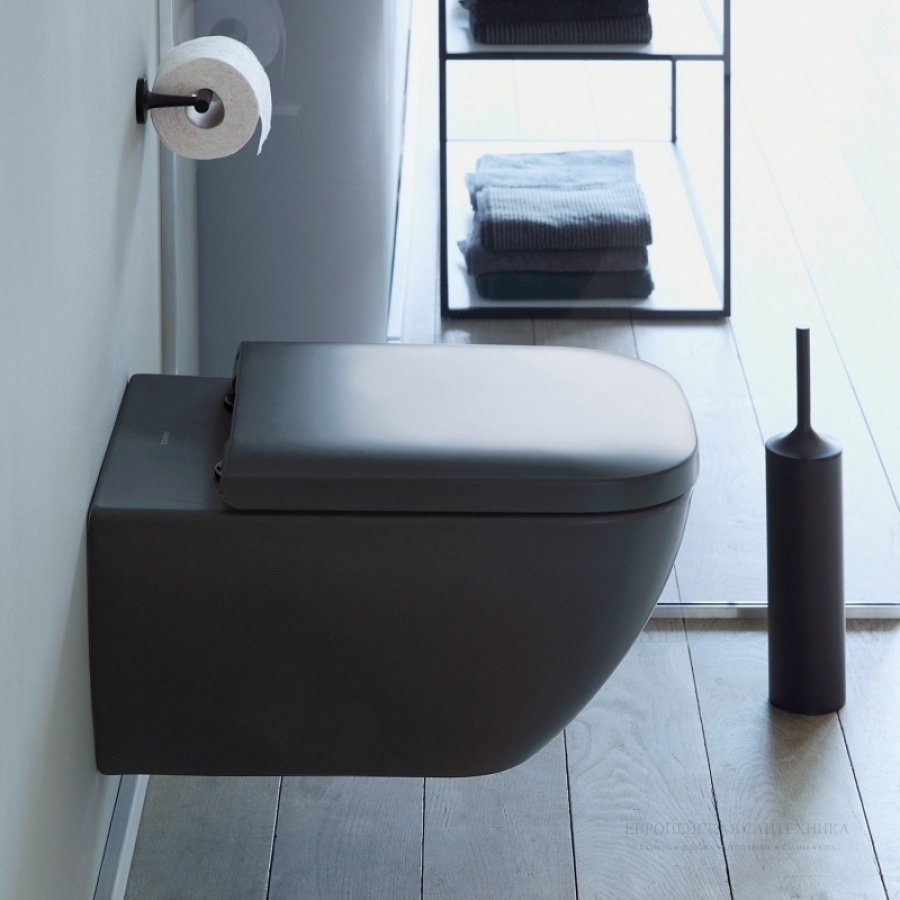 Унитаз, 365x540 мм, подвесной Rimless® Duravit Happy D.2, антрацит матовый - изображение 13