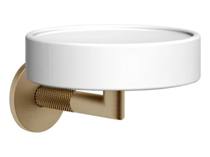 На изображении товар Мыльница Gessi Anello, настенная, цвет White/Warm Bronze Brushed PVD от официального представителя в Москве