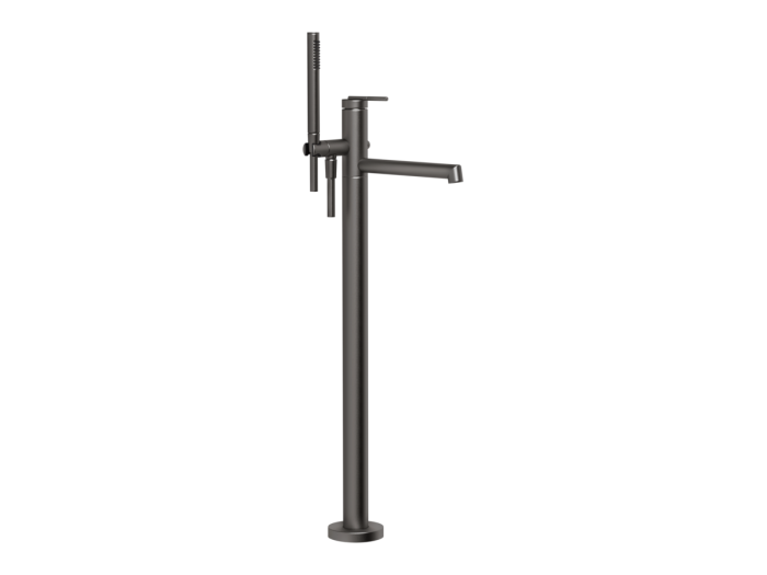 Смеситель для ванны Gessi Ingranaggio, напольный, с ручным душем, встраиваемый, цвет Black Metal Brushed PVD