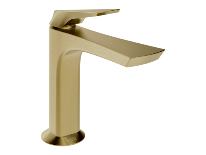 На изображении товар Смеситель для раковины Gessi Ventaglio, без донного клапана, цвет Brushed Brass PVD от официального представителя в Москве