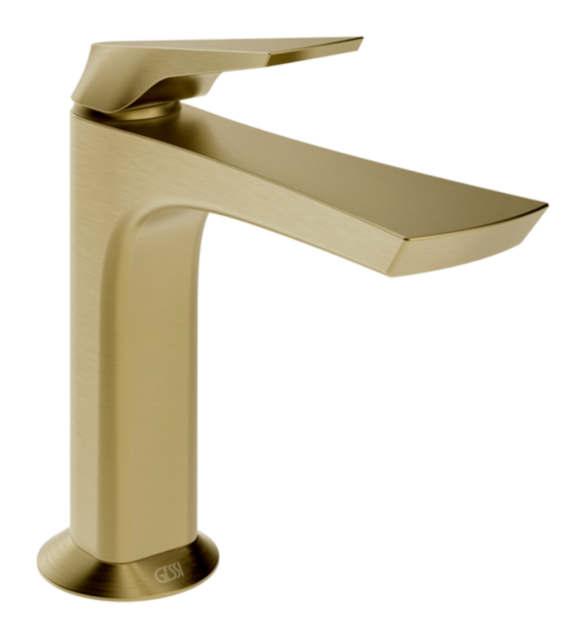 Смеситель для раковины Gessi Ventaglio, без донного клапана, цвет Brushed Brass PVD