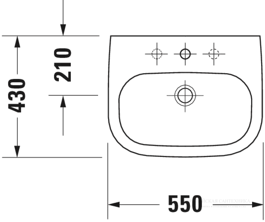 Раковина Duravit D-Code, 550х430 мм, с переливом, с 1 отверстием под смеситель, цвет белый - изображение 3