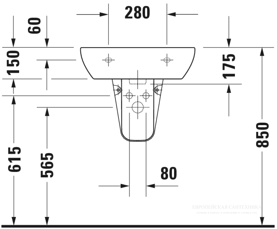 Раковина Duravit D-Code, 550х430 мм, с переливом, с 1 отверстием под смеситель, цвет белый - изображение 4