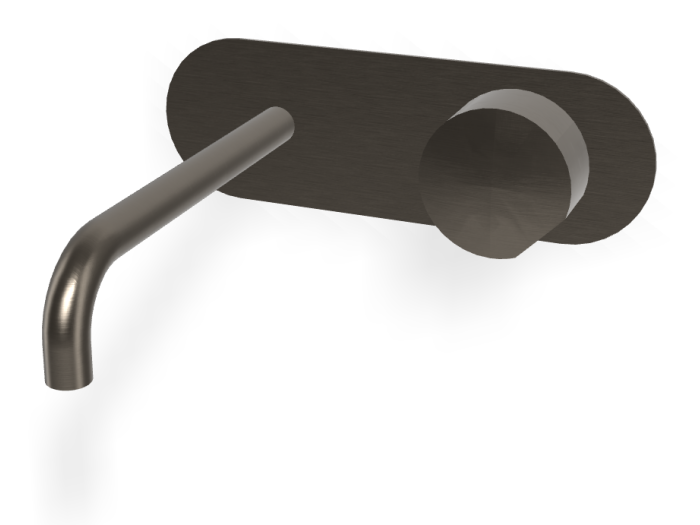 На изображении товар Смеситель для раковины Carlo Frattini SO, настенный, без ручки, с донным клапаном Click-Clack, излив 200 мм, внешняя часть, цвет брашированный чёрный хром от официального представителя в Москве