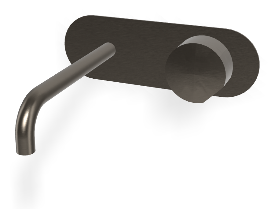 Смеситель для раковины Carlo Frattini SO, настенный, без ручки, с донным клапаном Click-Clack, излив 200 мм, внешняя часть, цвет брашированный чёрный хром