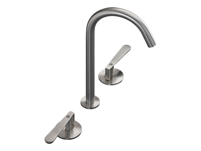 На изображении товар Смеситель для раковины CeaDesign Lutezia, на 3 отверстия, поворотный излив, H. 235 мм, сталь, цвет сатинированная бронза от официального представителя в Москве