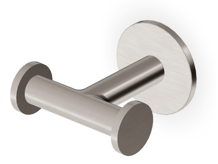 На изображении товар Крючок Zucchetti Pan, двойной, настенный, для полотенец/халатов, цвет Brushed Nickel от официального представителя в Москве