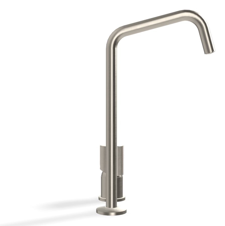 Смеситель для раковины Carlo Frattini Spillo Tech, ручка G Collection, с вращающимся изливом, 2 гибкими шлангами, донным клапаном Click-Clack, цвет никель брашированный - изображение 2