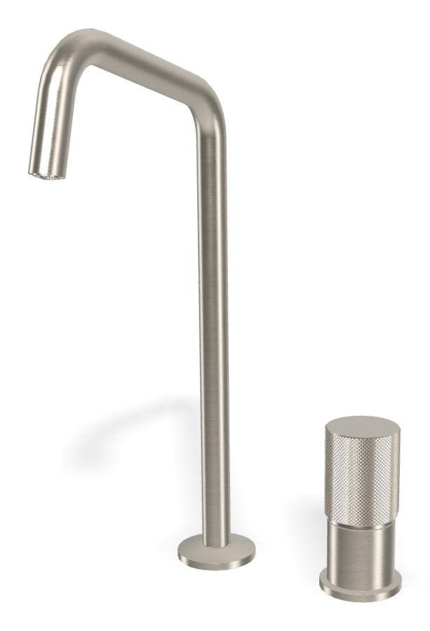 Смеситель для раковины Carlo Frattini Spillo Tech, ручка G Collection, с вращающимся изливом, 2 гибкими шлангами, донным клапаном Click-Clack, цвет никель брашированный