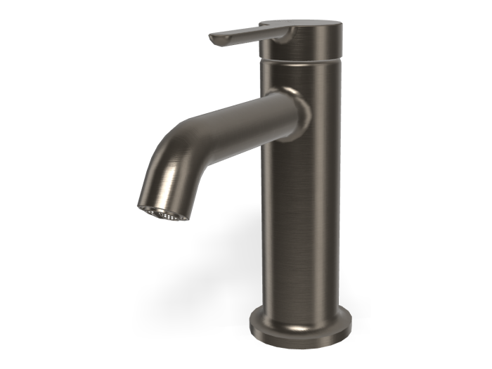 На изображении товар Смеситель для раковины Carlo Frattini Snap, с 2 гибкими шлангами, донным клапаном, глубина 142 мм, цвет брашированный чёрный хром от официального представителя в Москве