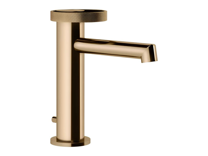 На изображении товар Смеситель для раковины Gessi Anello, низкий, с донным клапаном, цвет Warm Bronze PVD от официального представителя в Москве