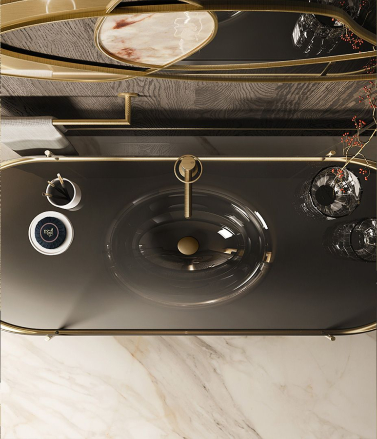Смеситель для раковины Gessi Anello, низкий, с донным клапаном, цвет Warm Bronze PVD - изображение 3