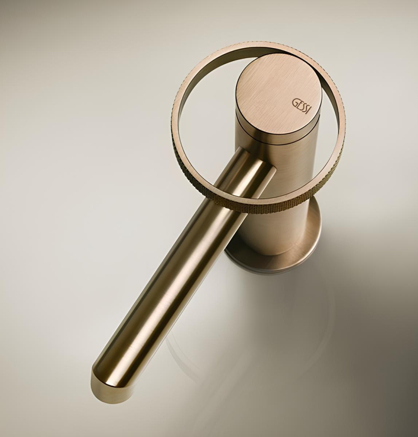Смеситель для раковины Gessi Anello, низкий, с донным клапаном, цвет Warm Bronze PVD - изображение 1