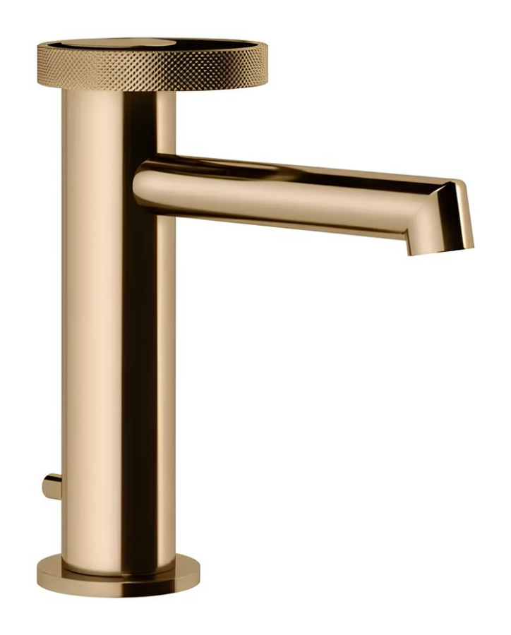 Смеситель для раковины Gessi Anello, низкий, с донным клапаном, цвет Warm Bronze PVD