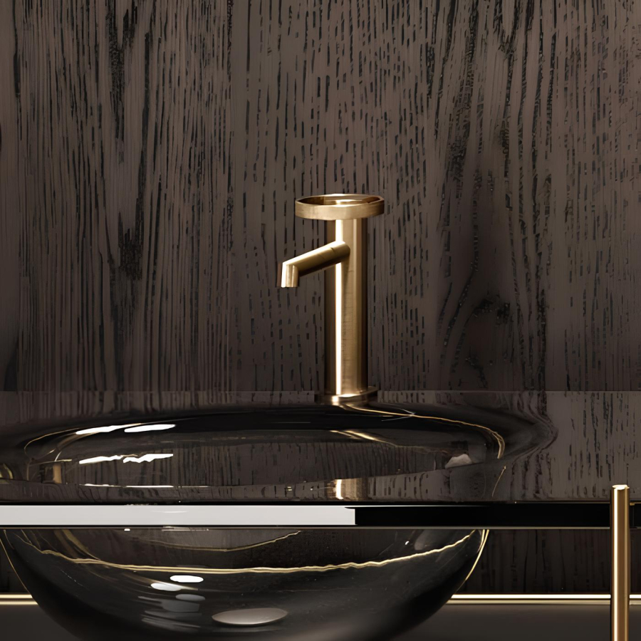 Смеситель для раковины Gessi Anello, низкий, с донным клапаном, цвет Warm Bronze PVD - изображение 2