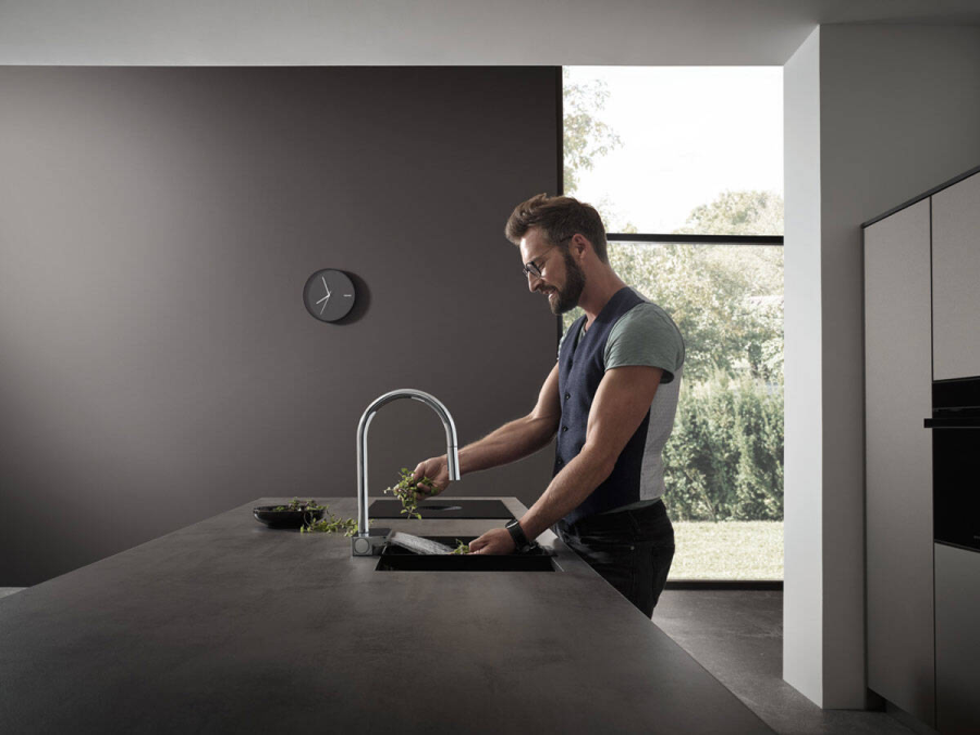 Смеситель для кухни Hansgrohe Aquno Select M81, с вытяжным изливом, цвет хром - изображение 3