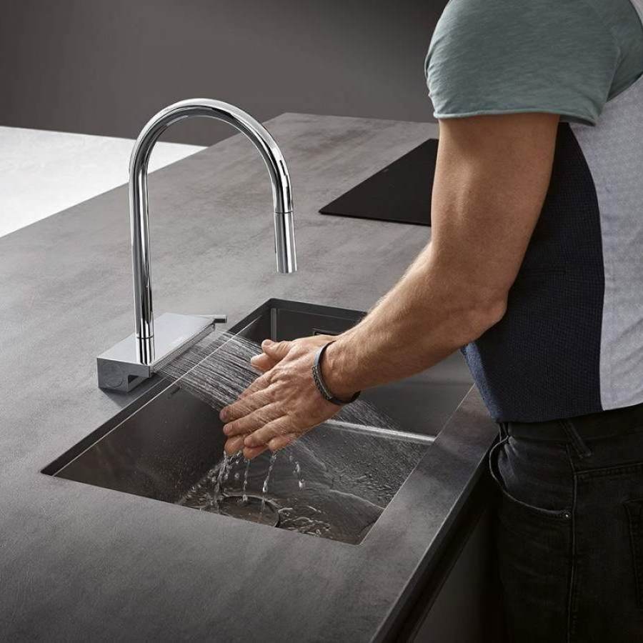 Смеситель для кухни Hansgrohe Aquno Select M81, с вытяжным изливом, цвет хром - изображение 1