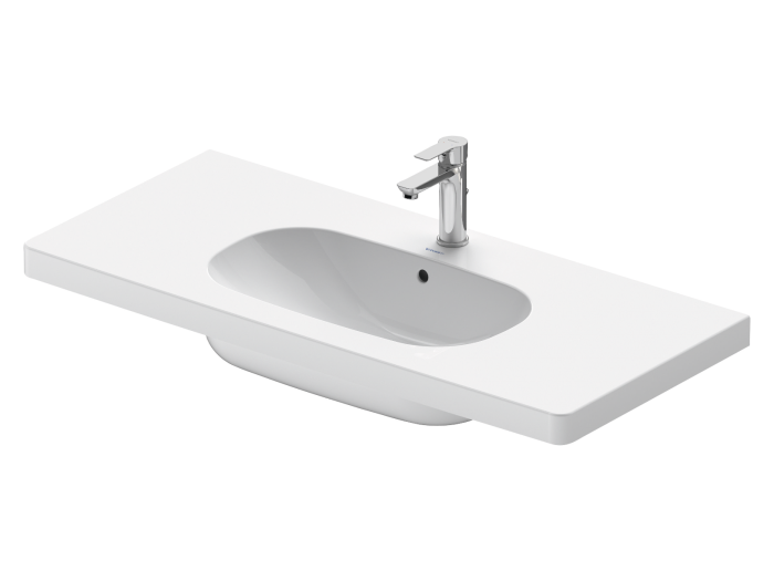 На изображении товар Раковина Duravit D-Code, подвесная, 1050х480 мм, с переливом, 1 отверстие под смеситель, цвет белый от официального представителя в Москве