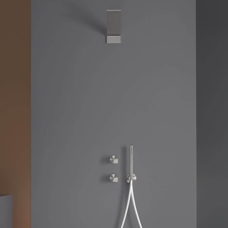 Смеситель для душа CeaDesign Duet, настенный, монокомандный, Ø45 мм, внешняя часть, сталь, цвет сатинированная бронза - изображение 2