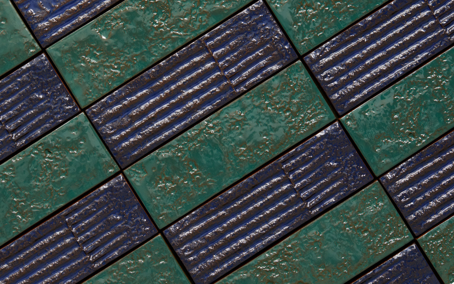 Mutina Керамическая плитка Chamotte Quadra Blu 7,5x21,3 - изображение 1