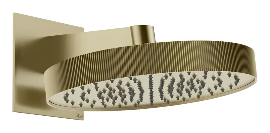 Верхний душ Gessi Inverso,  Ø300 мм, с настенным креплением, цвет Brass Brushed PVD