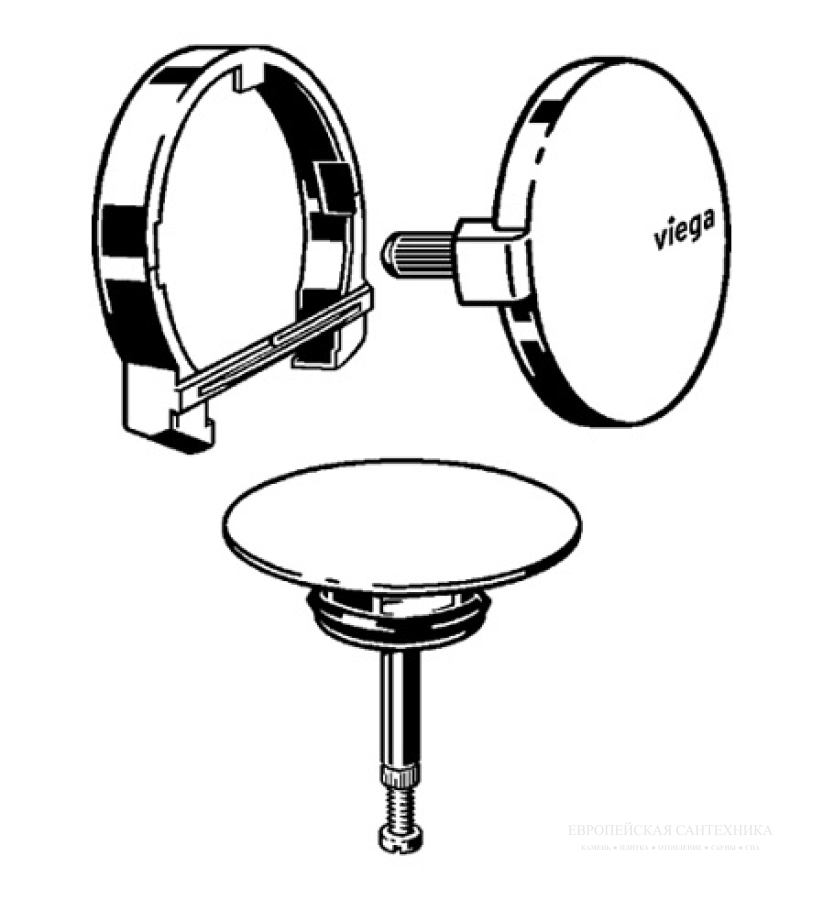 Комплект накладок Viega Multiplex Trio Visign MT5 для слива-перелива ванны, цвет белый - изображение 1