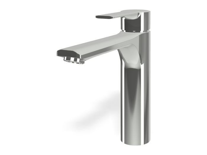 На изображении товар Смеситель для раковины Carlo Frattini Mast, средний h205 мм, с донным клапаном Click-Clack 1/4, цвет брашированный никель от официального представителя в Москве