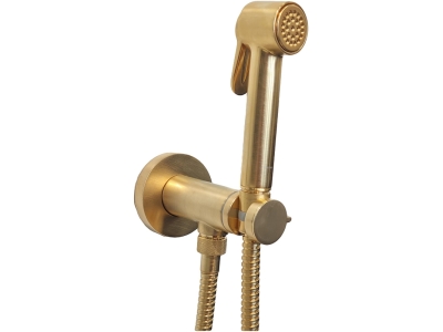 Гигиенический комплект Bossini Paloma Brass Mixer Set с прогрессивным смесителем, цвет золото шлифованное