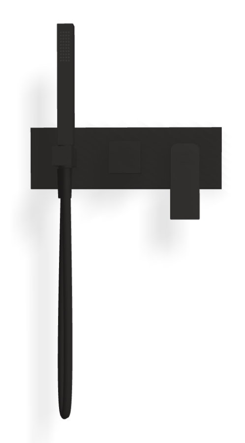 Смеситель для душа Carlo Frattini Fit, на 2 потребителя, с ручным душем, держателем, переключателем, шлангом хромалюкс 1500 мм, внешняя часть, цвет чёрный матовый - изображение 1