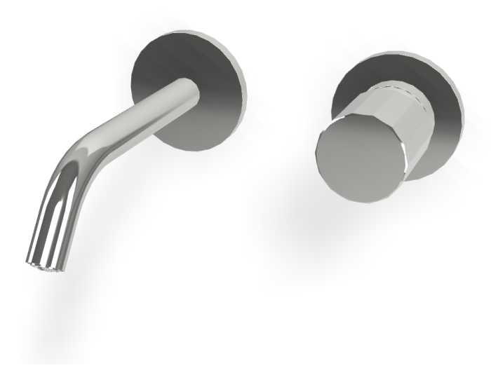 На изображении товар Смеситель для раковины Carlo Frattini Spillo Tech, ручка V Collection, настенный, с донным клапаном Click-Clack, излив 160 мм, внешняя часть, цвет хром от официального представителя в Москве