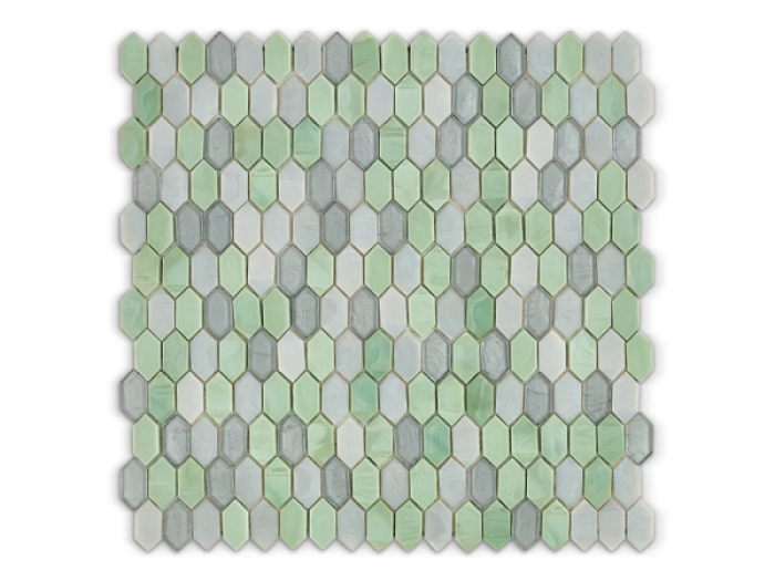 На изображении товар Sicis Стеклянная мозаика Crystal Blends Pike Mix chips size 31x15 mm sheet size 304x300 mm от официального представителя в Москве