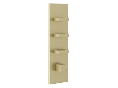 Термостат Gessi Rettangolo, на 3 потребителя, 109х366 мм, цвет Brushed Brass PVD