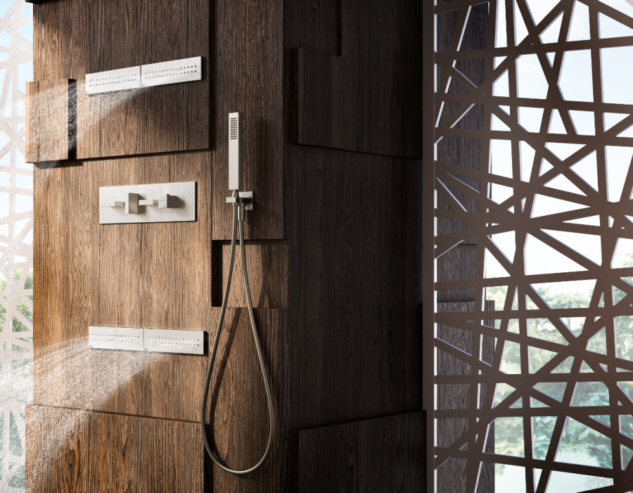 Термостат Gessi Rettangolo, на 3 потребителя, 109х366 мм, цвет Brushed Brass PVD - изображение 2