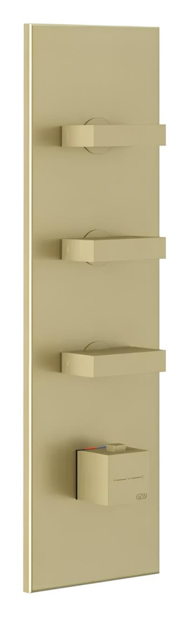 Термостат Gessi Rettangolo, на 3 потребителя, 109х366 мм, цвет Brushed Brass PVD
