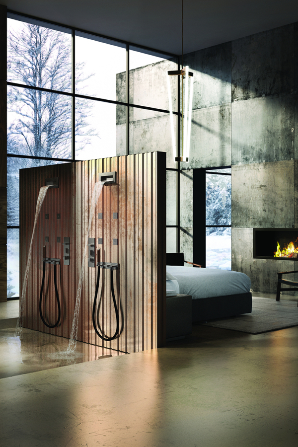 Термостат Gessi Rettangolo, на 3 потребителя, 109х366 мм, цвет Brushed Brass PVD - изображение 1