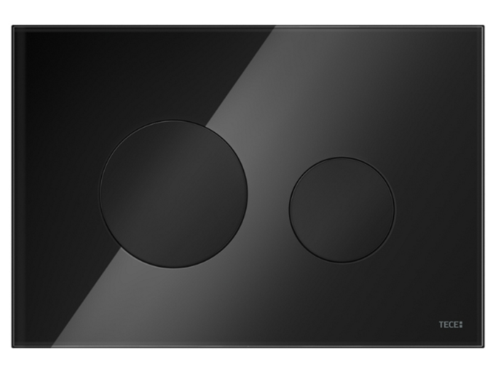 На изображении товар Панель смыва TECEloop для унитаза, цвет стекло чёрное, клавиши чёрные глянцевые от официального представителя в Москве